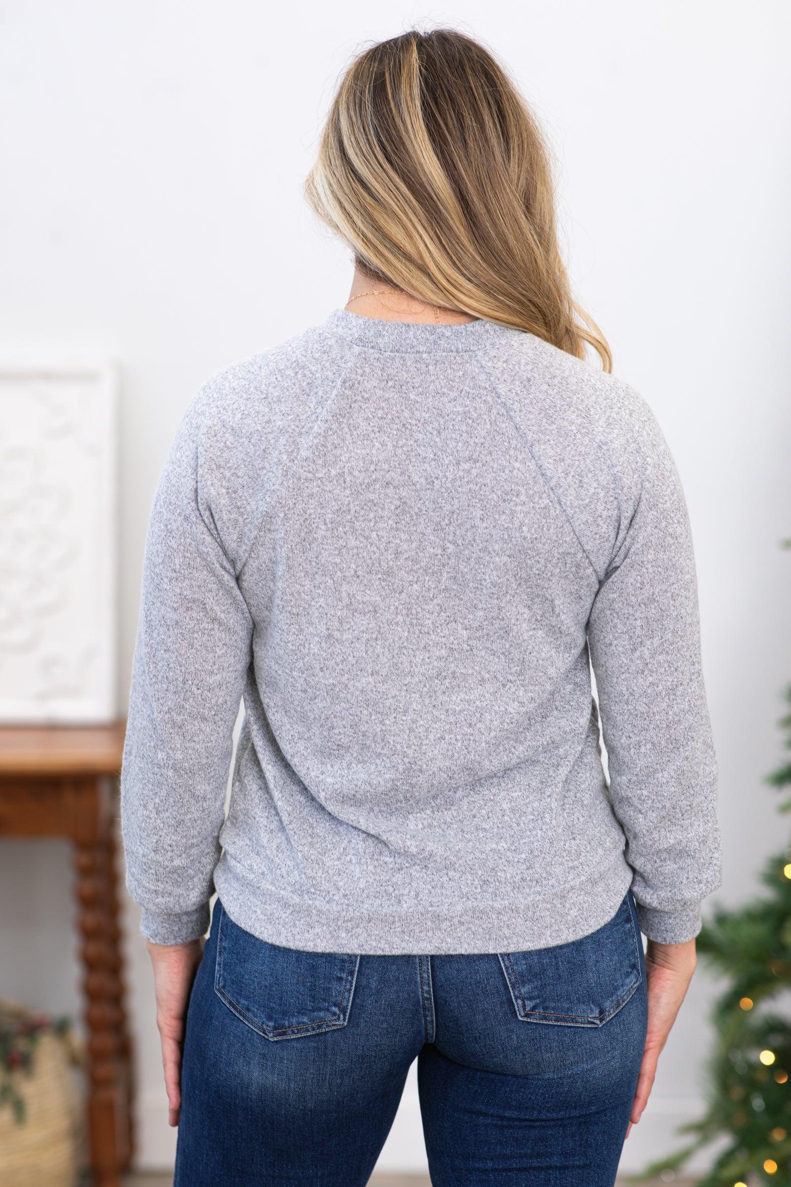Heather Grey Mock Neck Knit Top Product Image