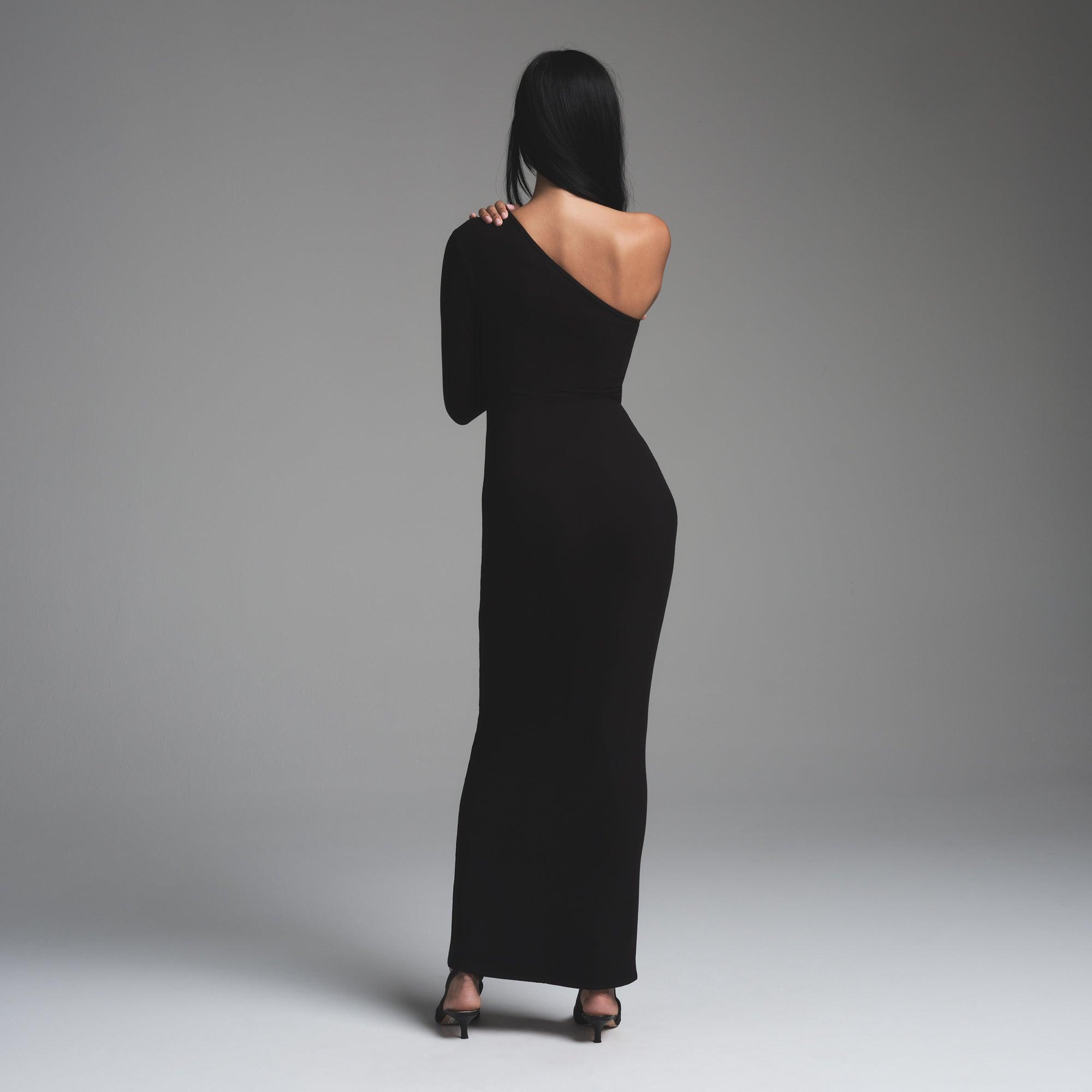 SOFT LOUNGE ONE SHOULDER LONG DRESS | ONYX Product Image