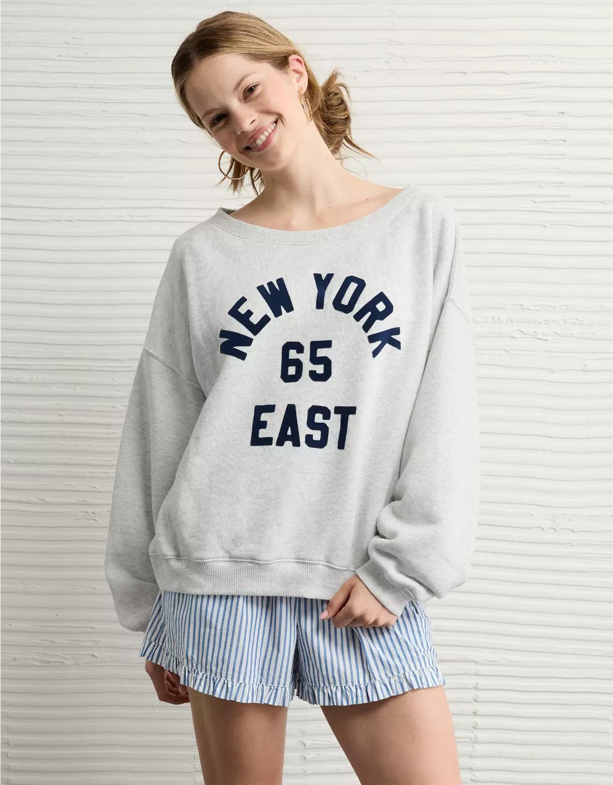 AE Off The Shoulder Destination Graphic Sweatshirt Product Image