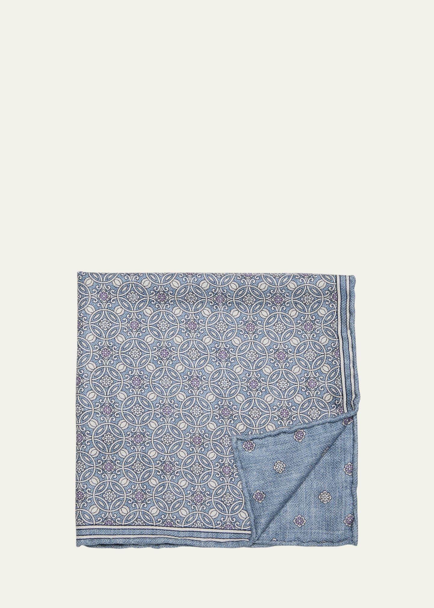 Mens Geometric-Print Silk Pocket Square Product Image