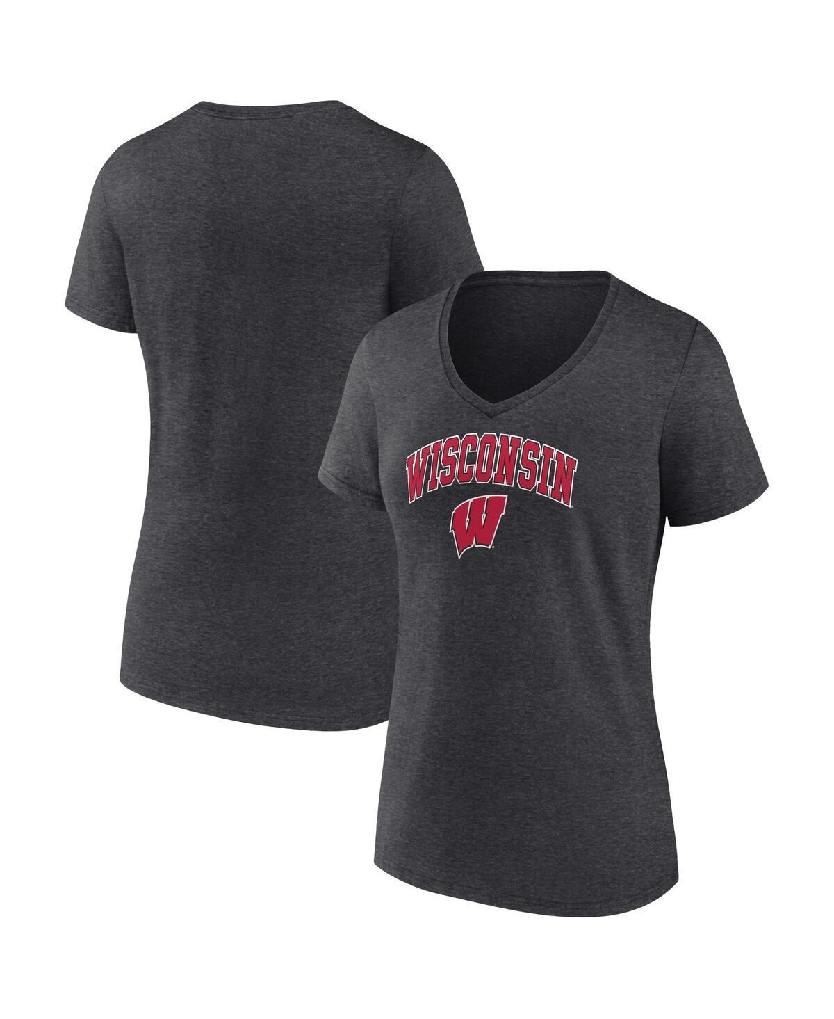 Womens Fanatics Branded Heather Oregon Ducks Evergreen Campus V-Neck T-Shirt Grey Product Image