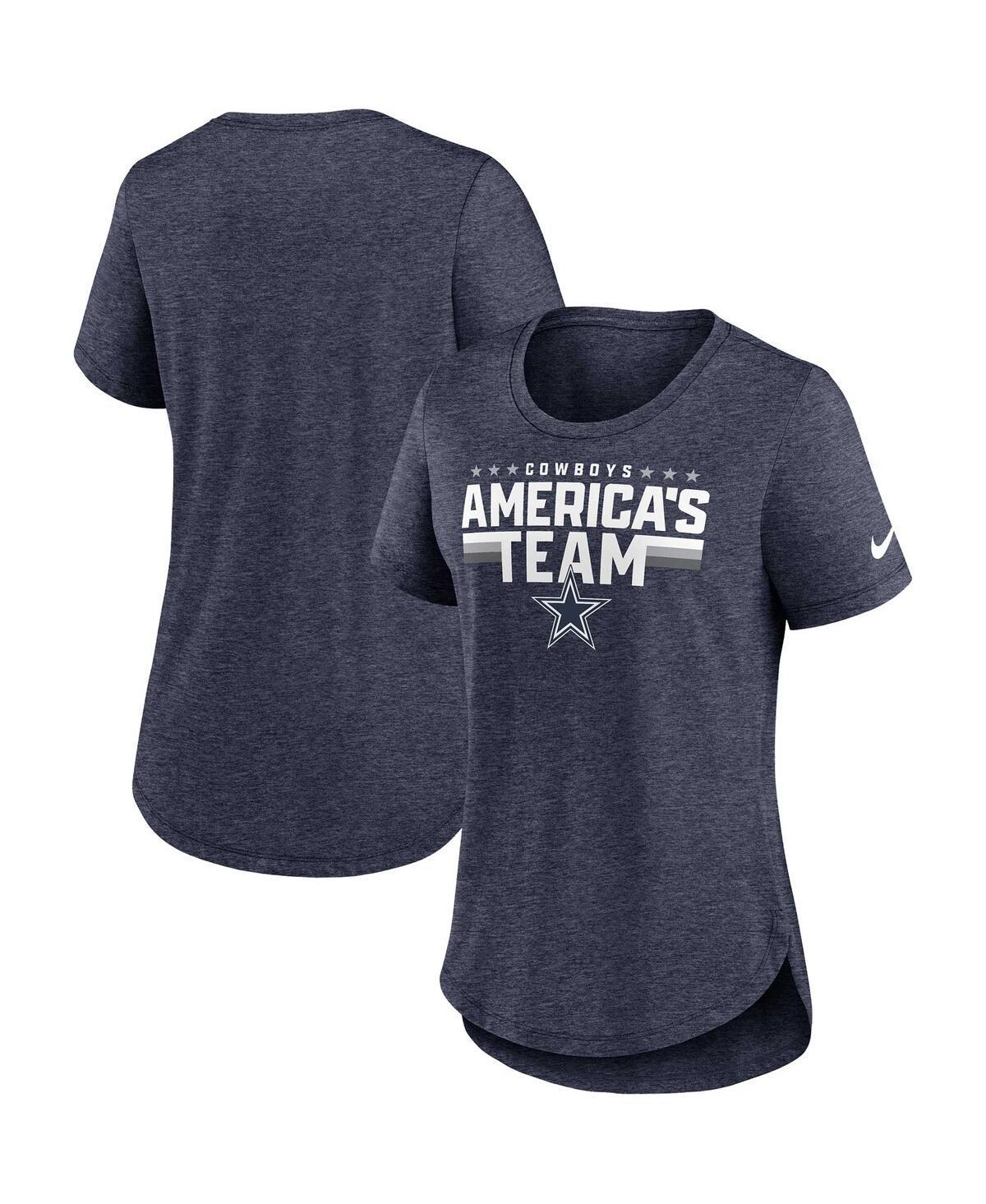 Women's Nike Heather Navy Dallas Cowboys Local Fashion Tri-Blend T-Shirt, Size: Small, Blue Product Image