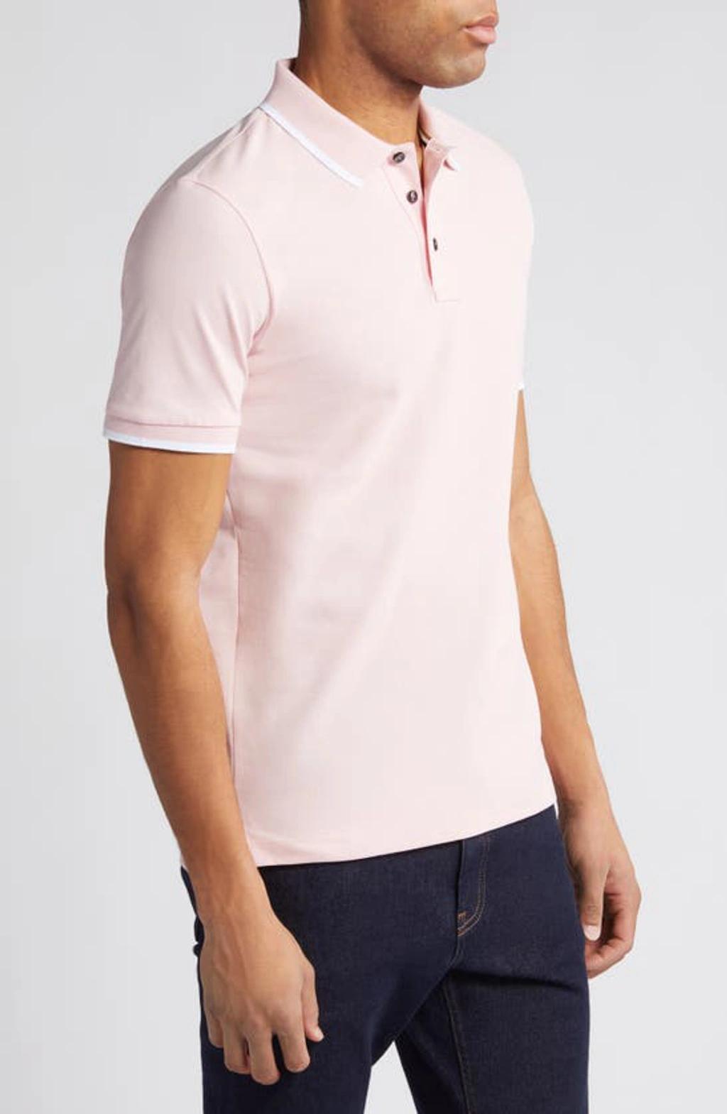 HUGO BOSS Parlay Tipped Cotton Polo In Light Pink Product Image