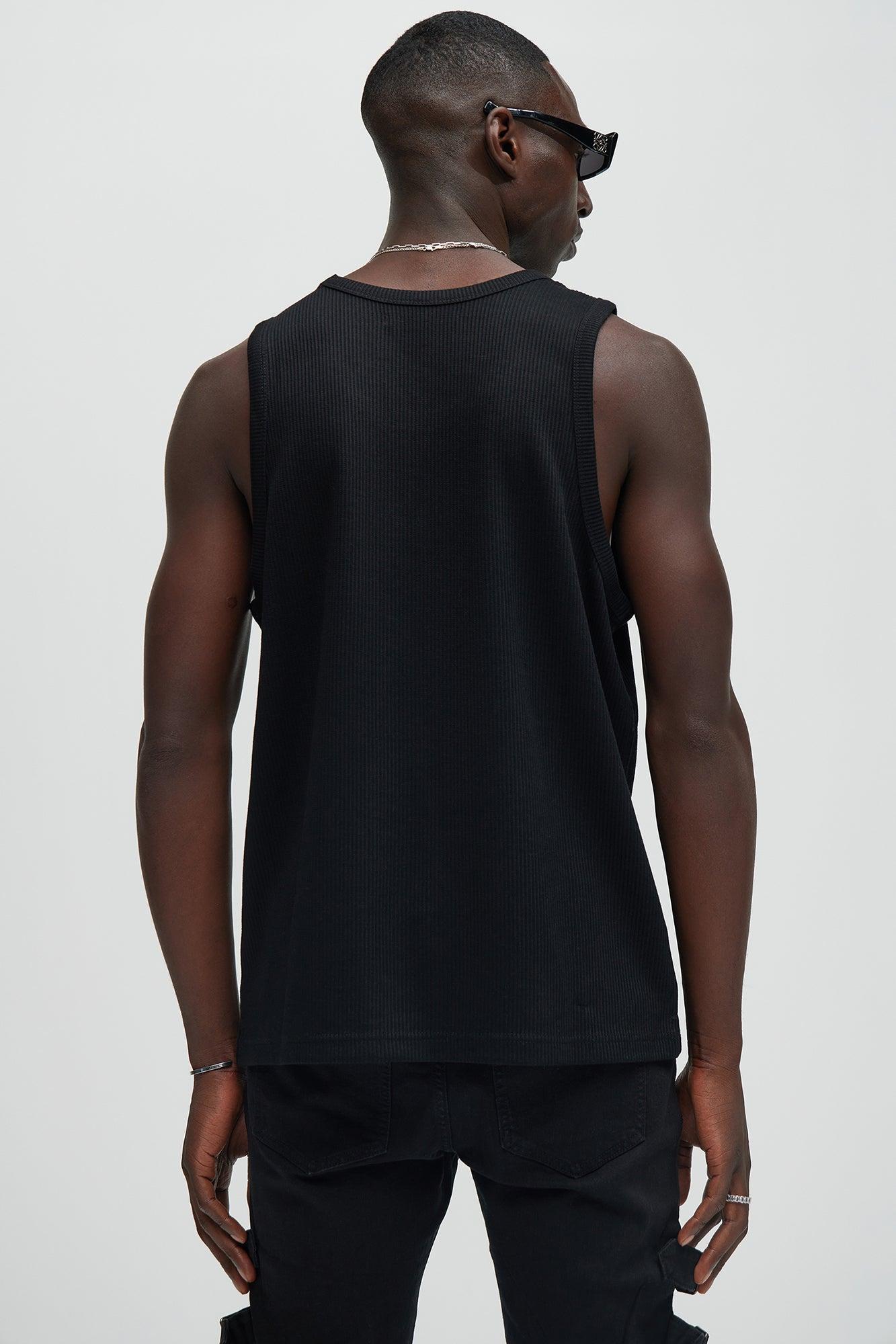 Kalel Textured Tank Top - Black Product Image