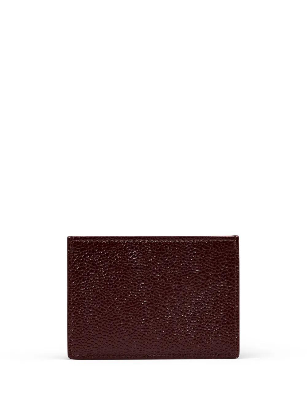 THOM BROWNE Pebble-texture Leather Card Holder In Purple Product Image