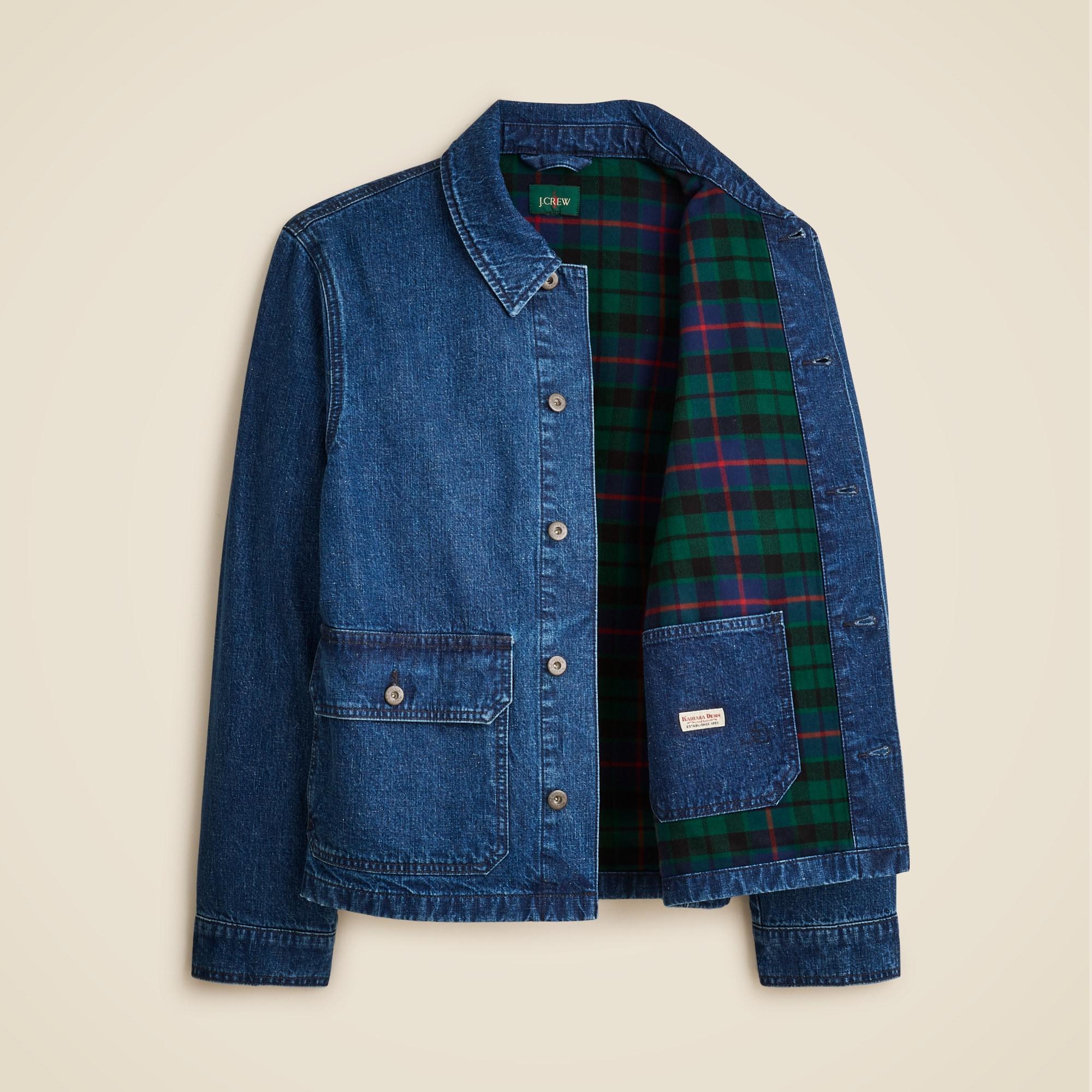 Patch-pocket denim jacket with flannel lining Product Image