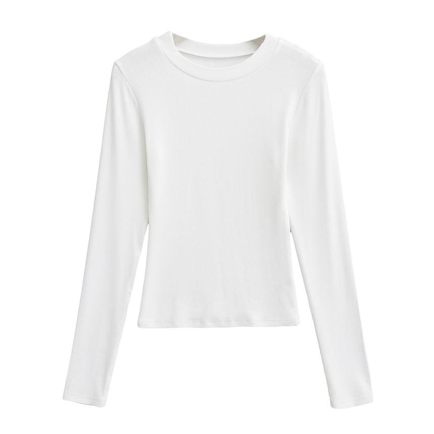 Long-Sleeve Crewneck Plain Tee Product Image