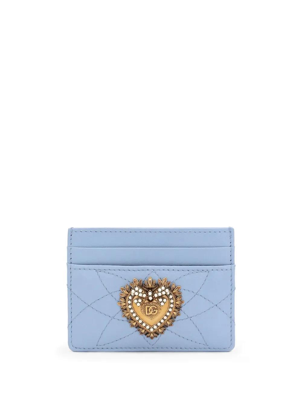 DOLCE & GABBANA Devotion Leather Cardholder In Blue Product Image