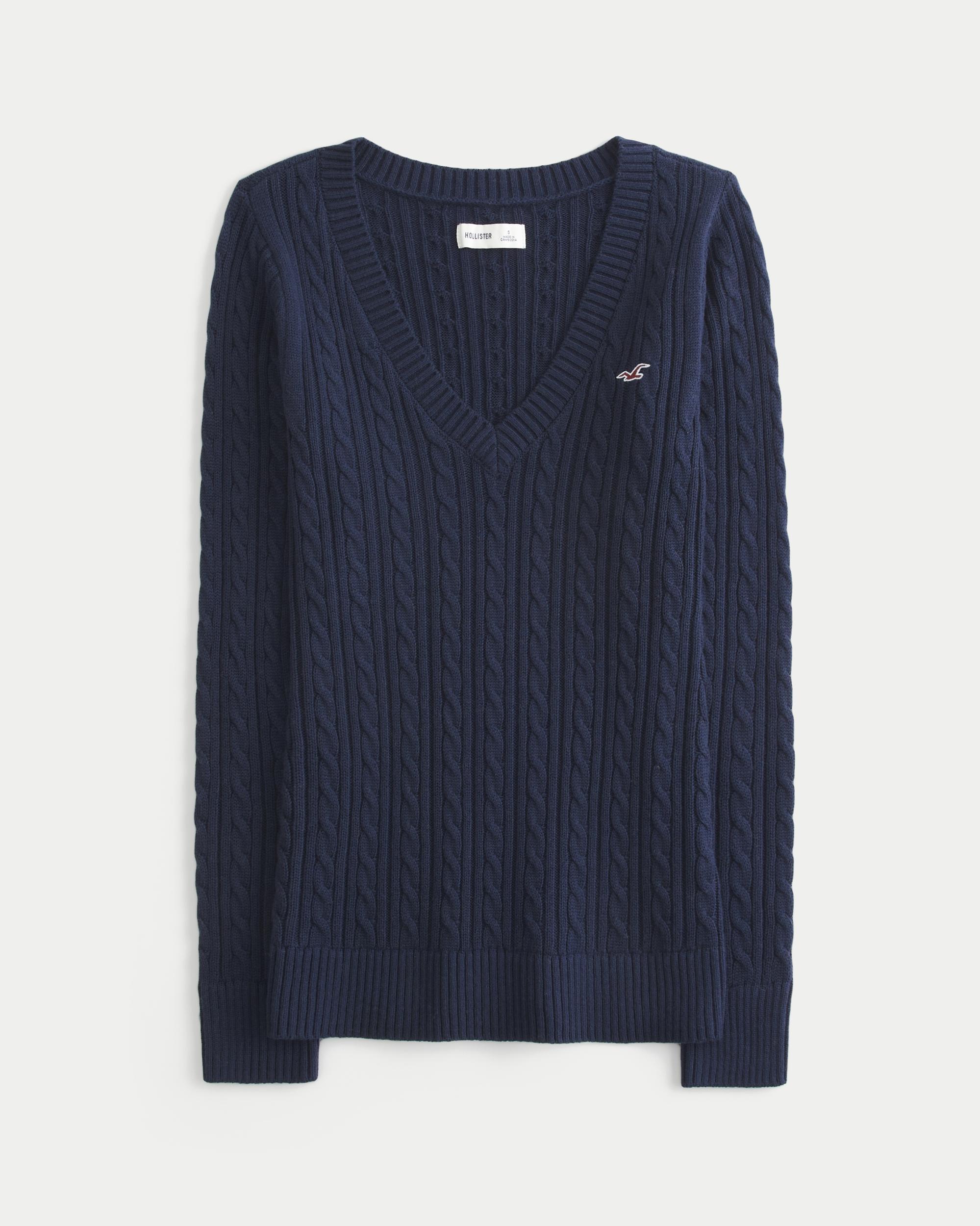 Cable-Knit Icon V-Neck Sweater Product Image