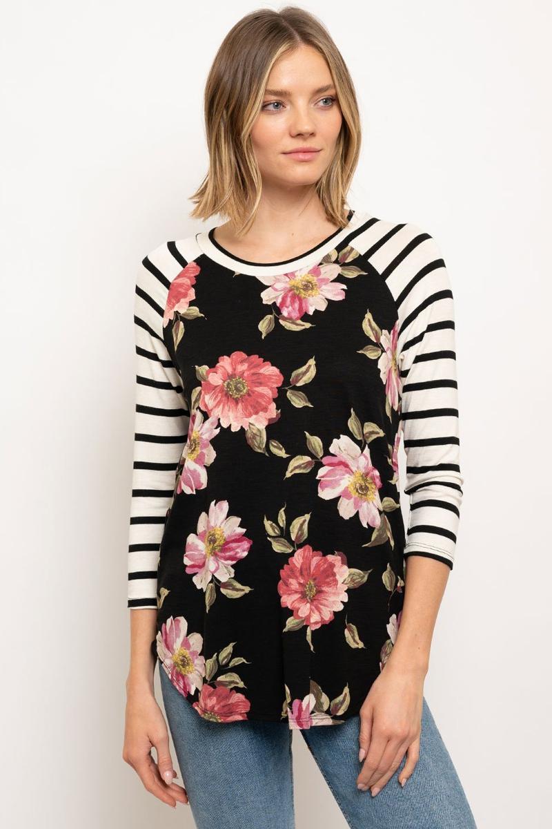 Floral with stripe sleeves Product Image