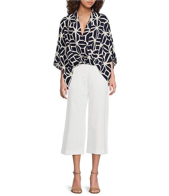 Trina Turk Concourse Printed Georgette Surplice Neck Short Dolman Sleeve Top Product Image