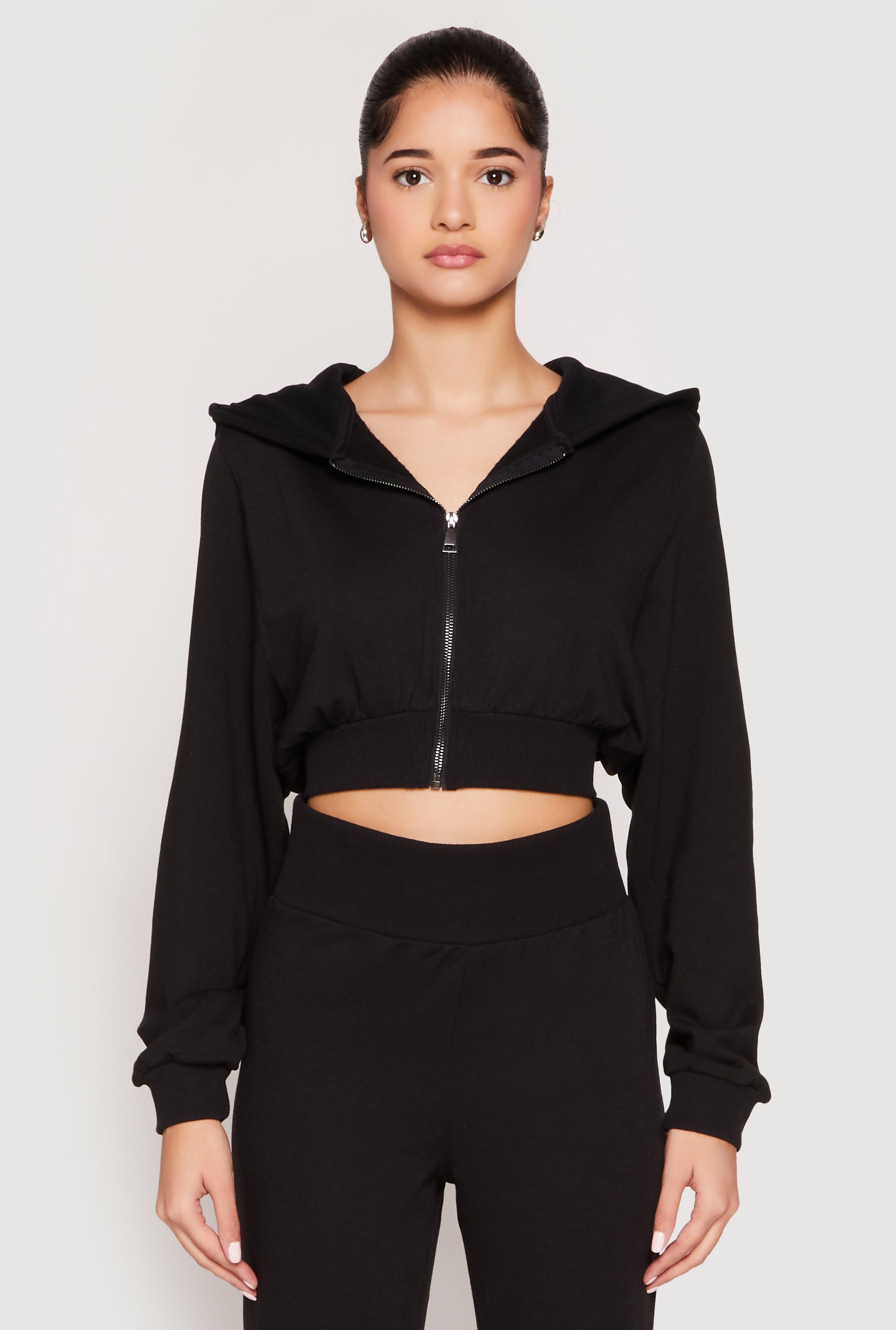 Womens Zip Front Cropped Hoodie Product Image