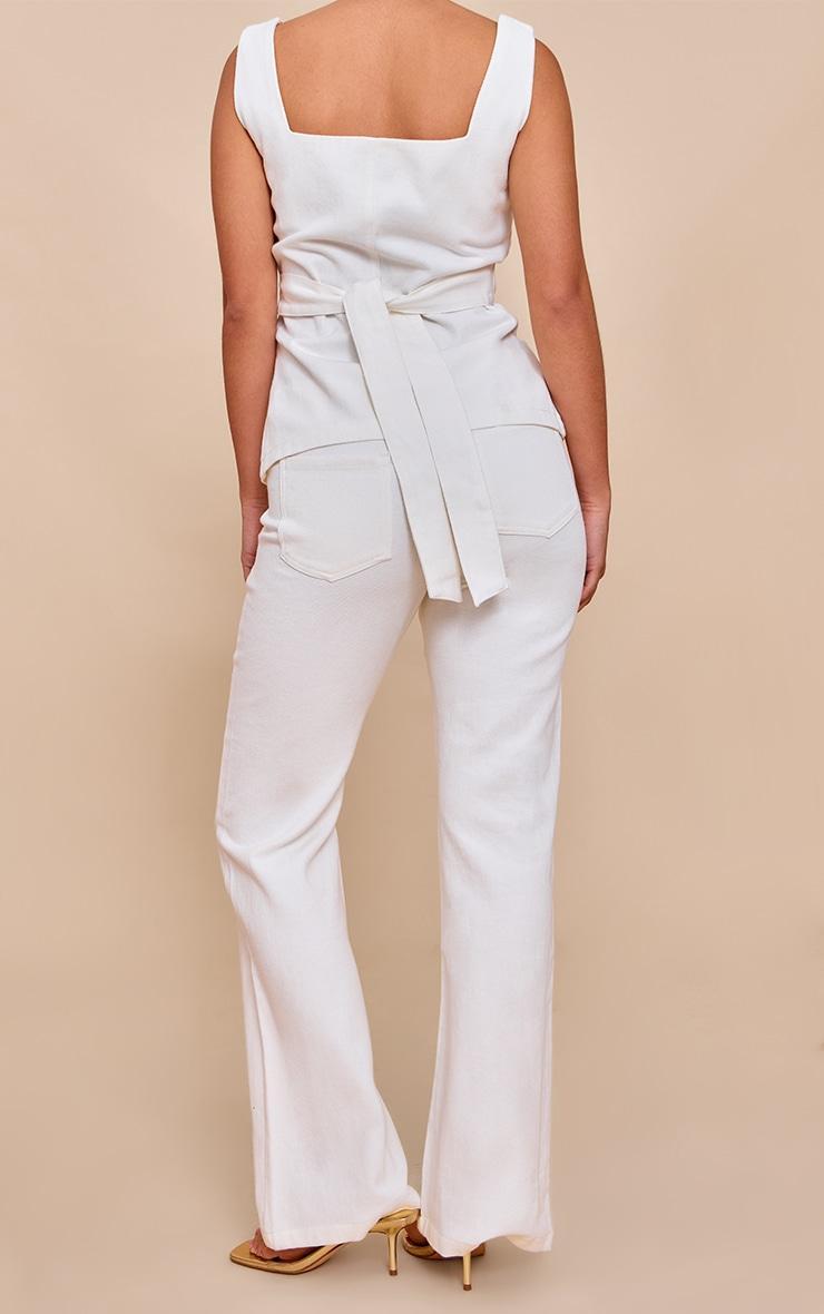 White Mid Waist Straight Leg Jeans Product Image
