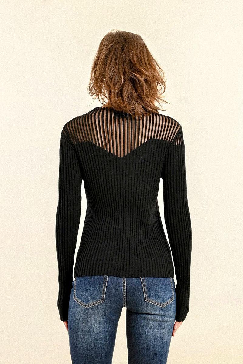 RIBBED & FISHNET SWEATER Product Image