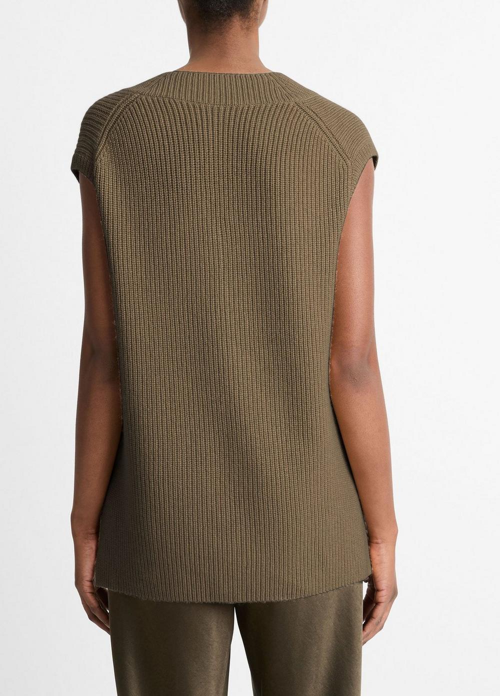 Ribbed Wool-Cashmere V-Neck Sweater Vest Product Image