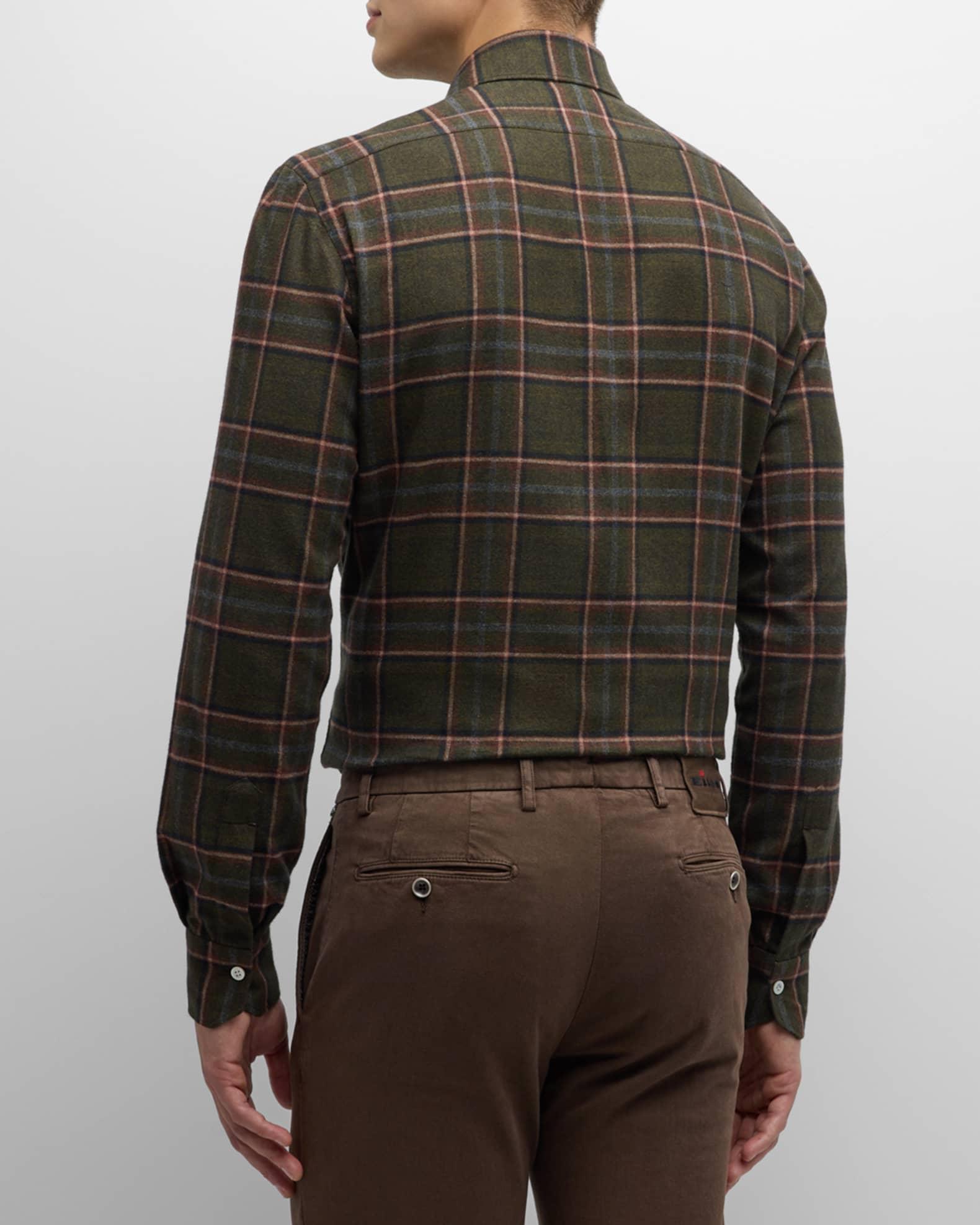 Men's Flannel Plaid Casual Button-Down Shirt Product Image