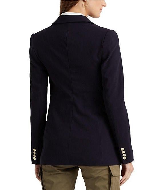 Lauren Ralph Lauren Double Breasted Wool Crepe Notch Lapel Long Sleeve Blazer Product Image