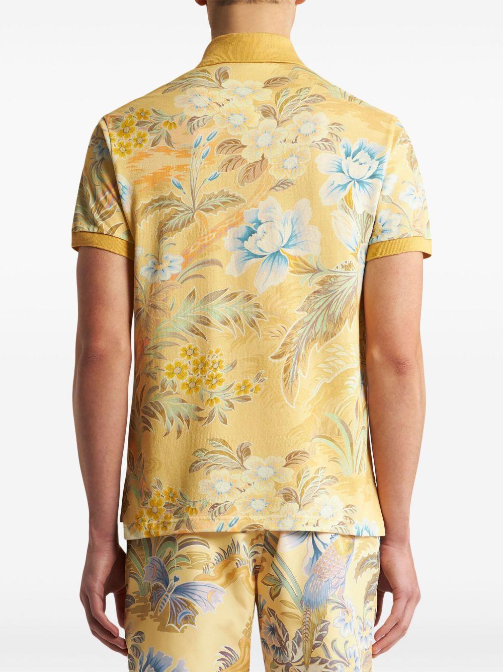 floral-print cotton polo shirt Product Image