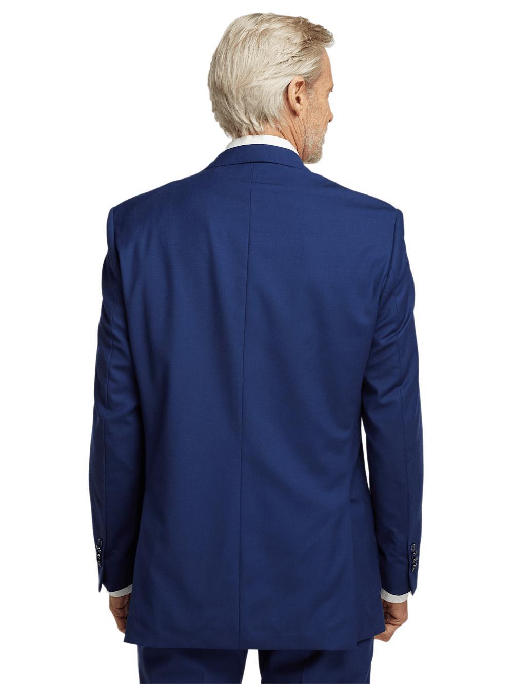 Wool Stretch Bengaline Peak Lapel Suit Jacket - Blue Product Image