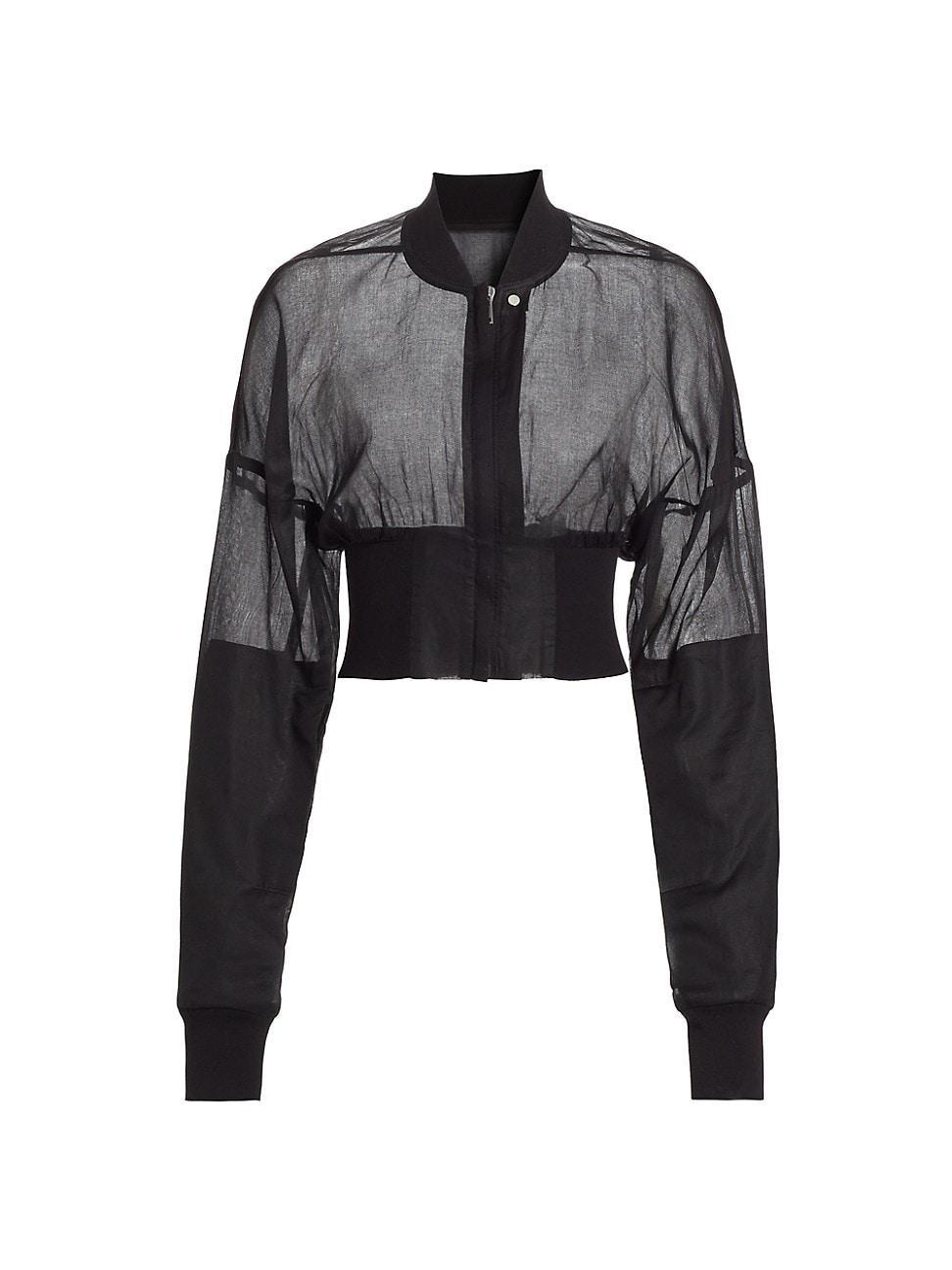 Womens Collage Sheer Cotton Crop Bomber Jacket Product Image