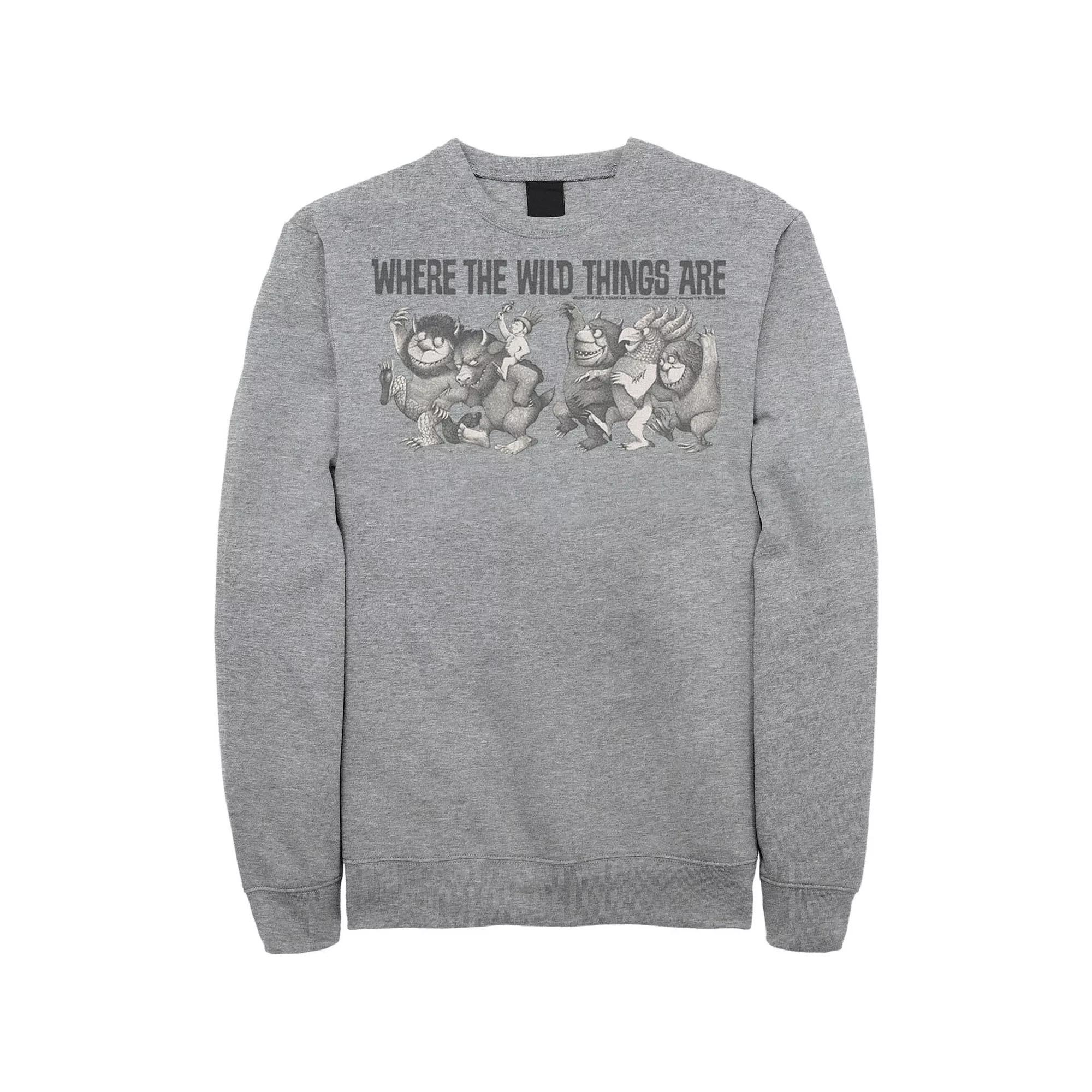 Men's Where The Wild Things Are Max Parade Group Shot Sweatshirt, Size: Small, Athletic Grey Product Image