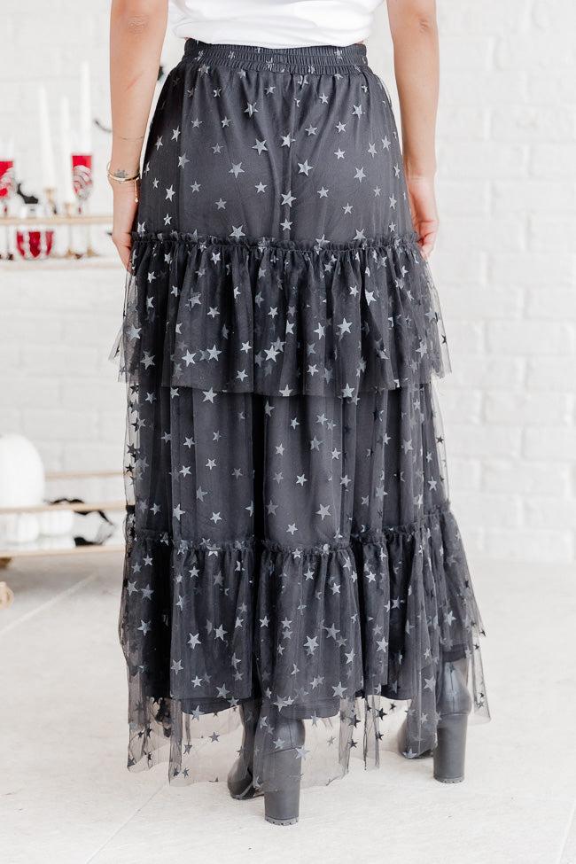 California Dreaming Black Star Tulle Maxi Skirt FINAL SALE Product Image