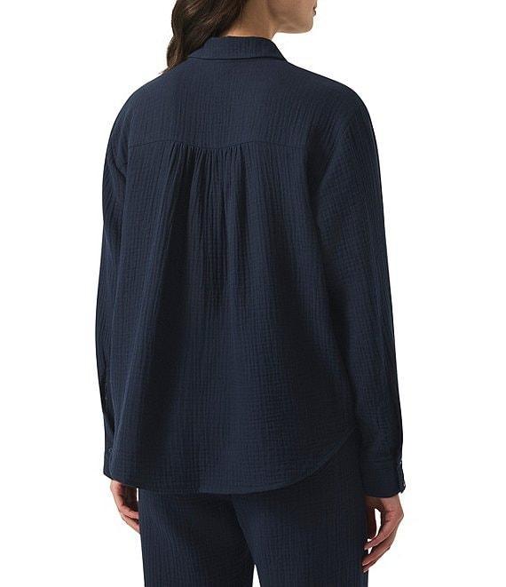 Splendid Adele Point Collar Long Sleeve Button Front Gauze Shirt Product Image