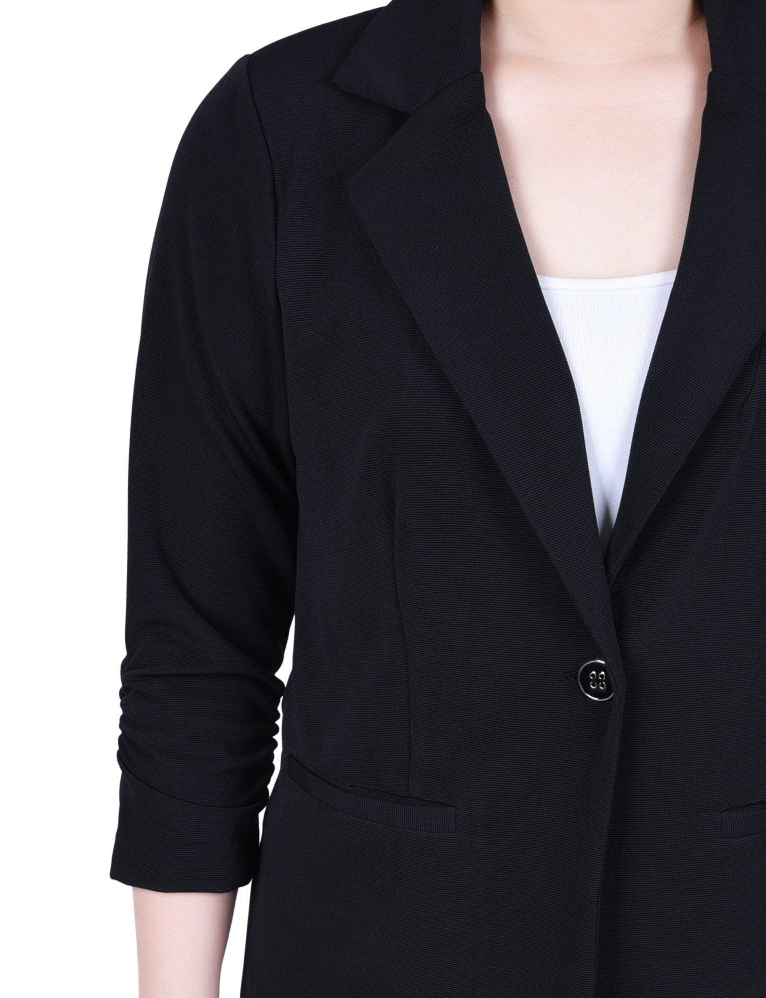Black Long Sleeve Scuba Crepe Jacket Product Image