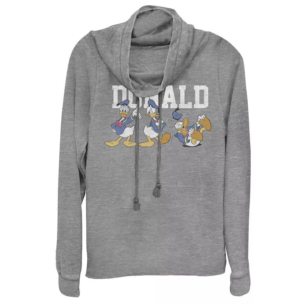 Disney Donald Duck Juniors' Action Pose Cowlneck Graphic Lightweight Long Sleeve, Girl's, Size: XL, Gray Grey Product Image