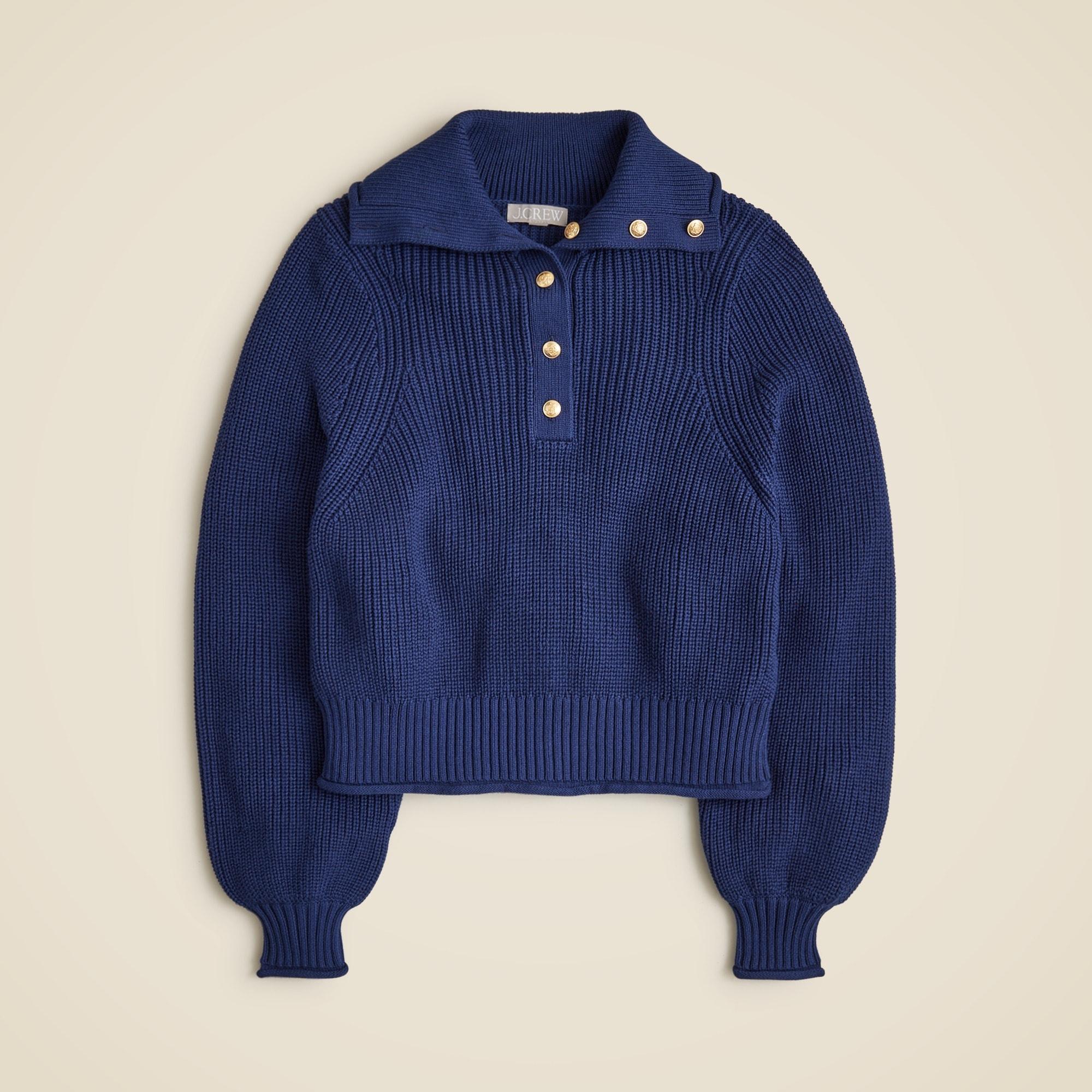 Ribbed cotton button-collar sweater Product Image