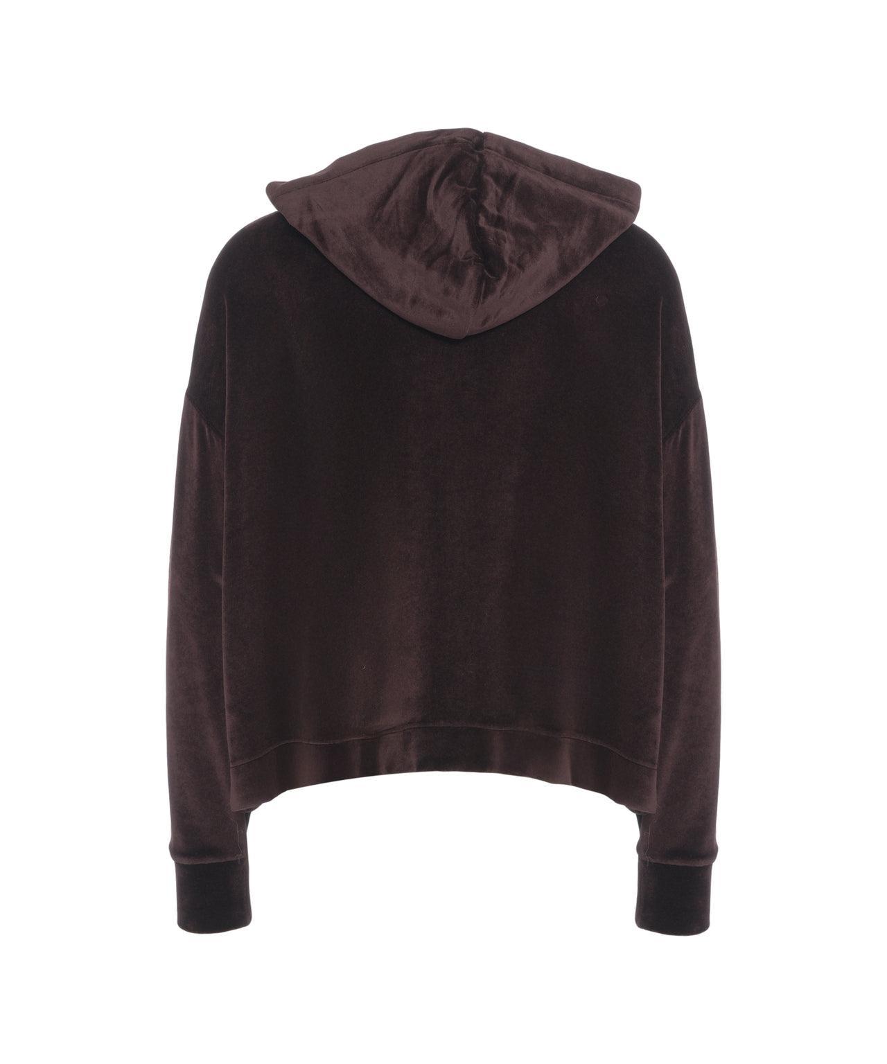 Velvet hoodie with zipper Product Image