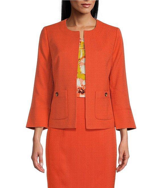 Kasper Textured Crew Neck Front Patch Pocket Coordinating Jacket Product Image