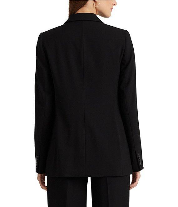 Lauren Ralph Lauren Double Breasted Wool Crepe Notch Lapel Long Sleeve Blazer Product Image