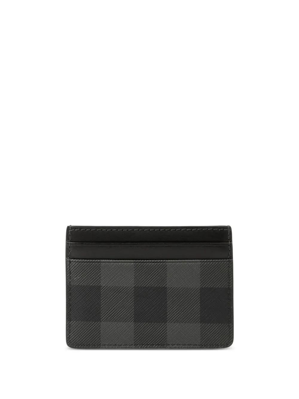 BURBERRY Check-pattern Leather Cardholder In Charcoal Product Image