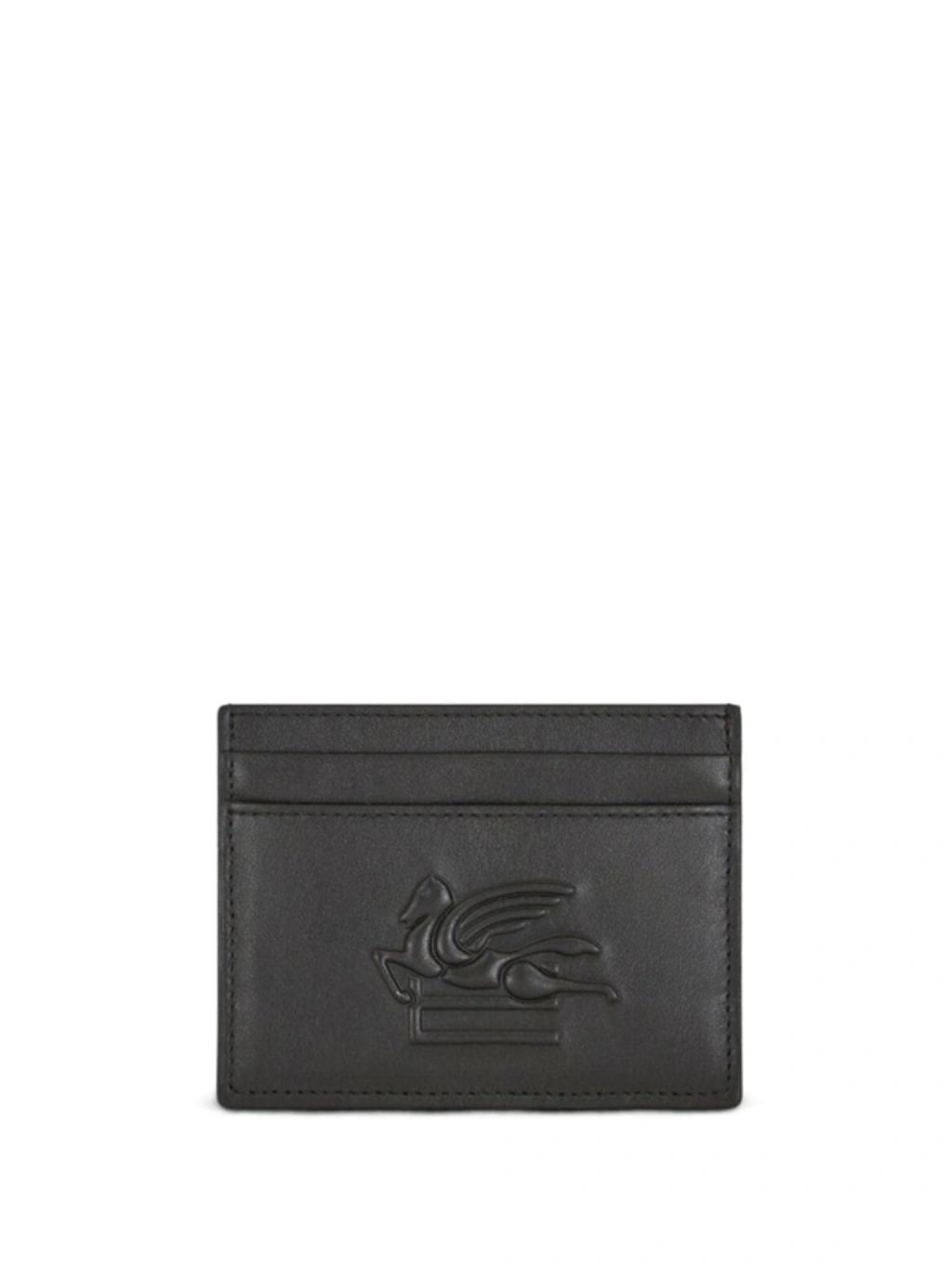 Leather Card Holder In Black Product Image