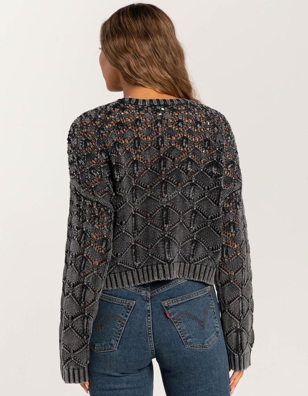 FULL TILT Womens Open Weave Washed Pullover Sweater Product Image