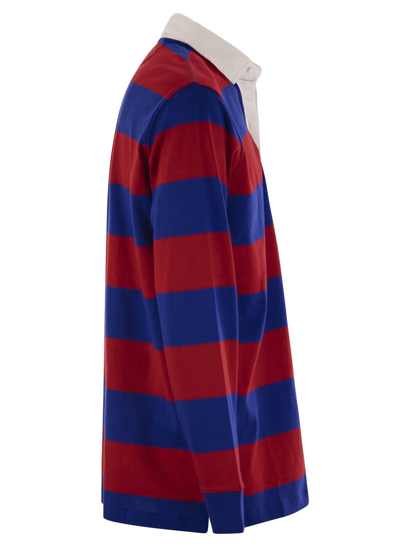 Long-sleeved Rugby Jersey In Red/blue Product Image