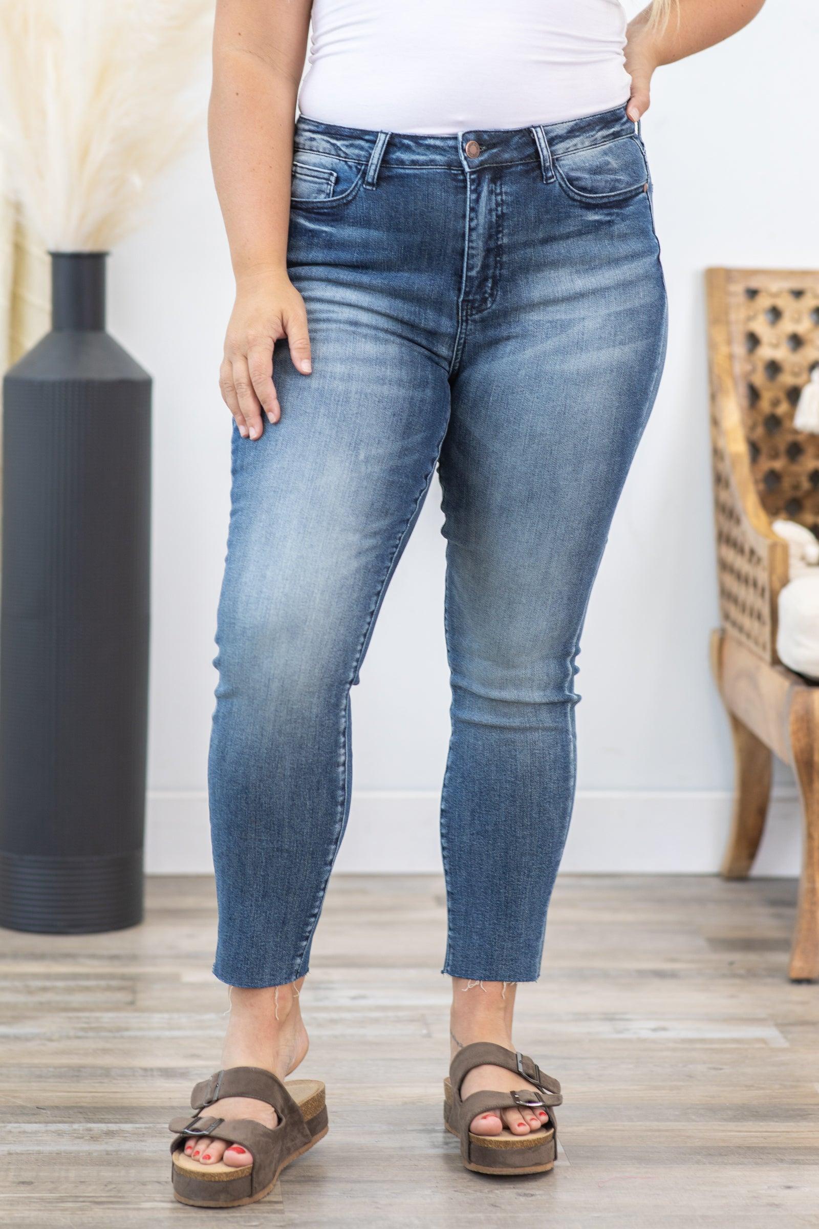 Judy Blue High-Rise Raw Hem Relaxed Fit Jean Product Image