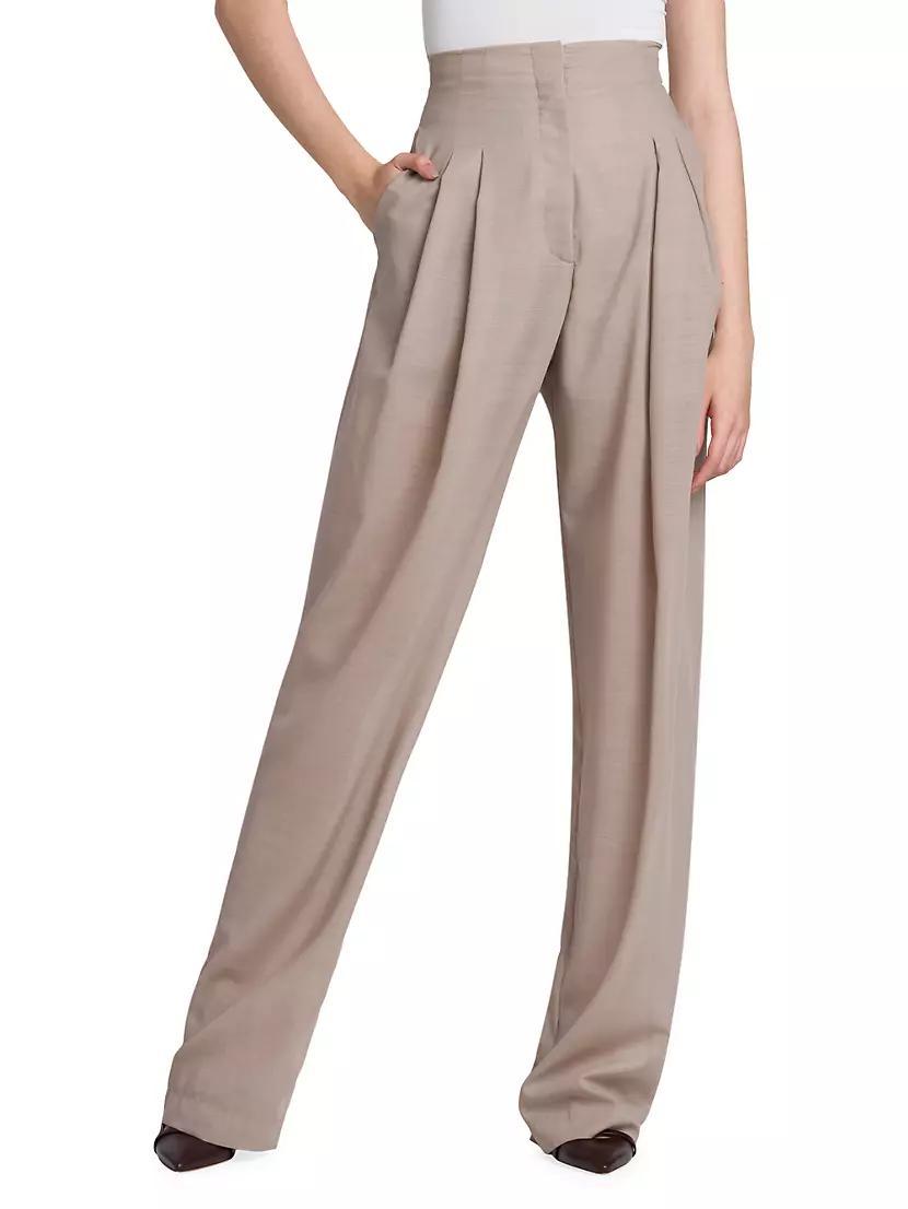 Straight-Leg Wool-Blend Voile Pants Product Image