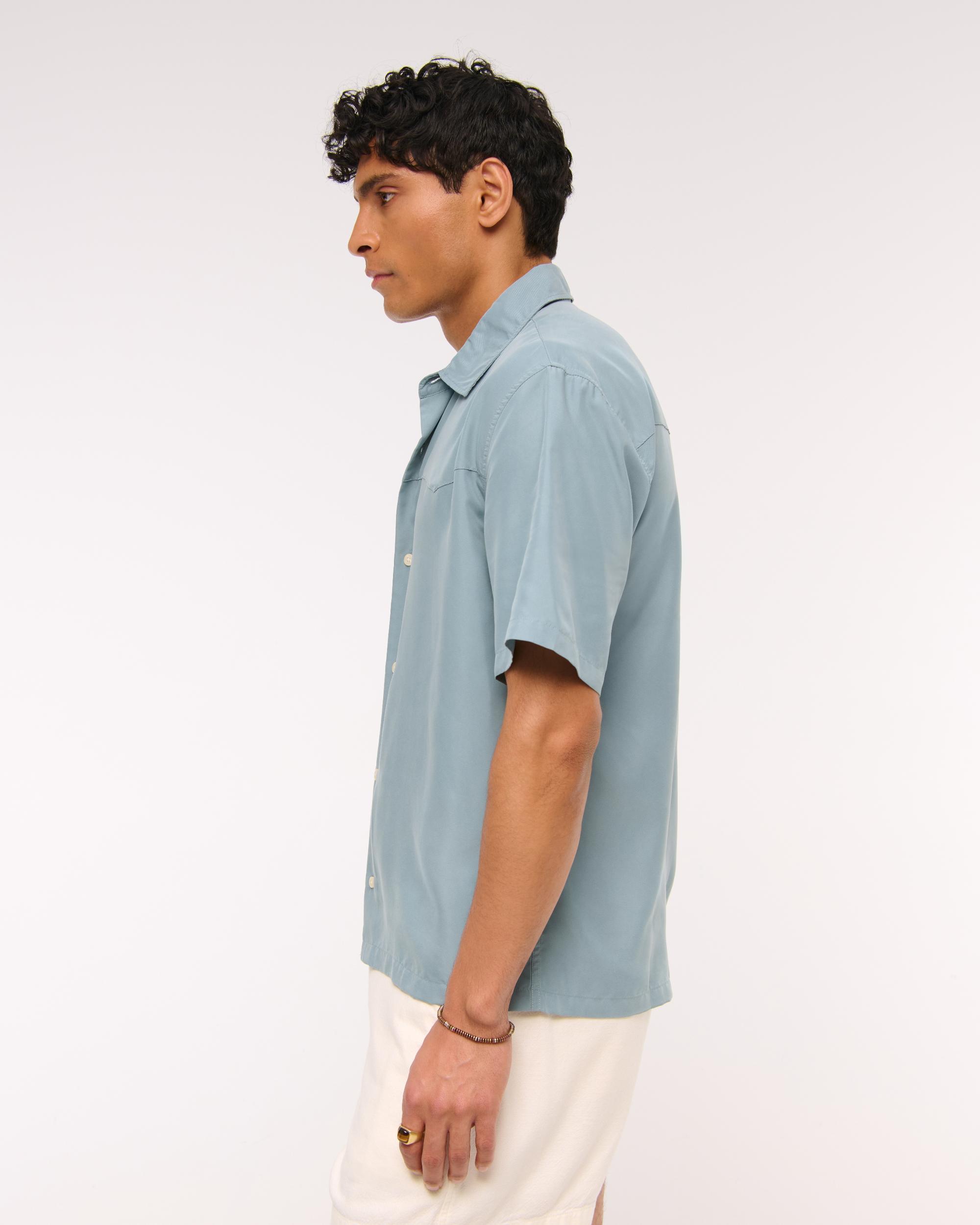 Short-Sleeve Cupro Button-Up Shirt Product Image