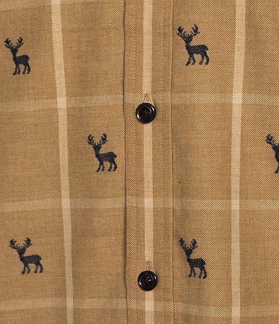 Roundtree & Yorke Long Sleeve Deer Clip Dobby Plaid Portuguese Flannel Sport Shirt Product Image
