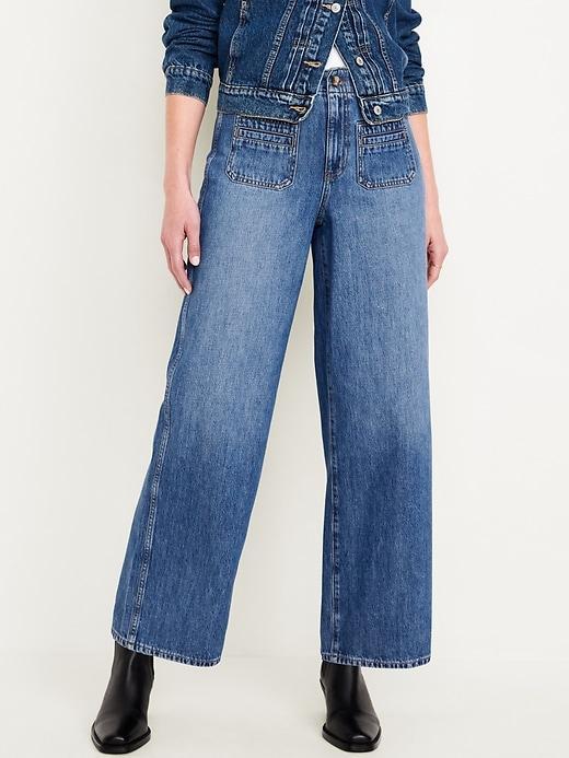 High-Waisted Baggy Wide-Leg Trouser Jeans Product Image