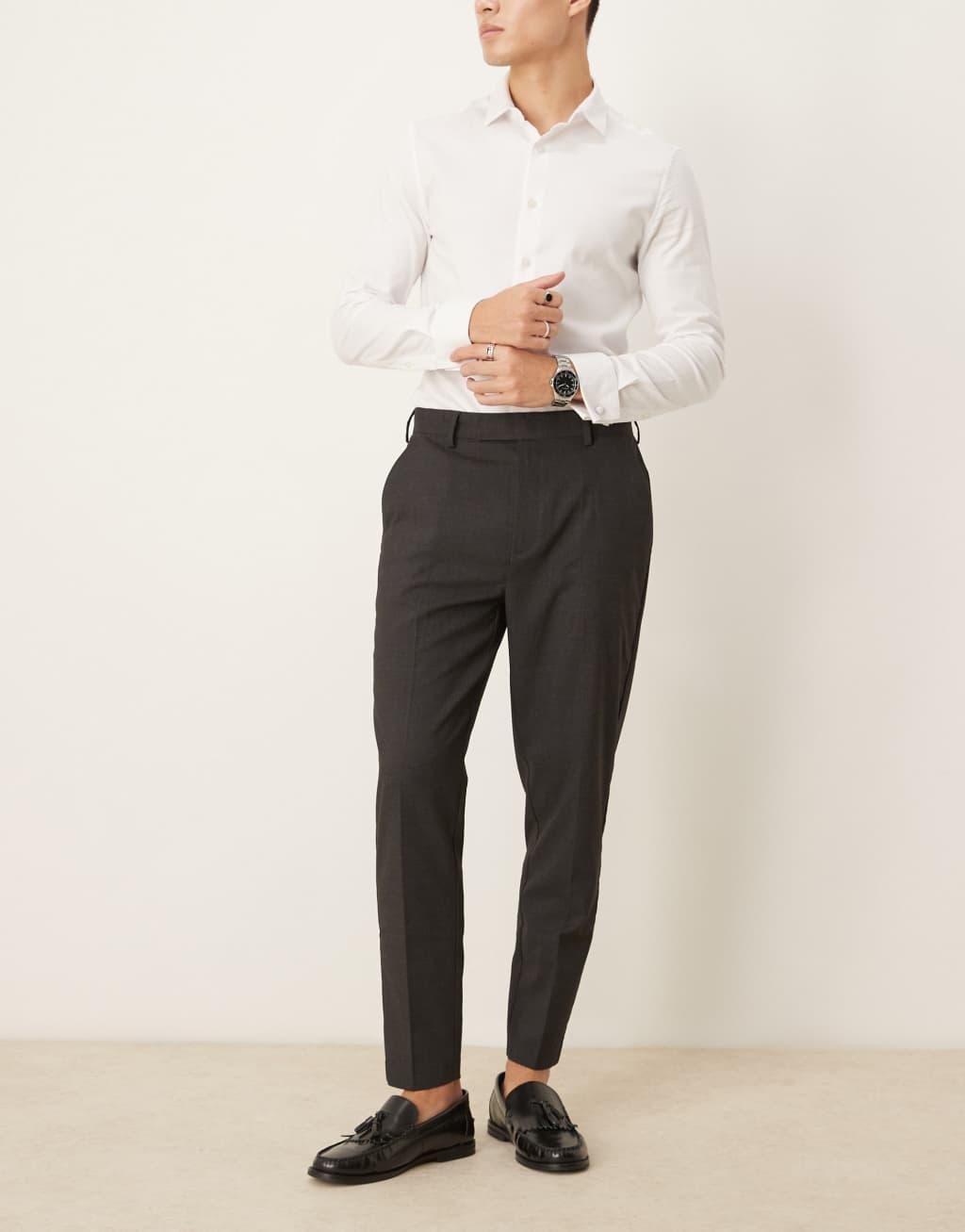 ASOS DESIGN smart tapered fit pants in charcoal Product Image