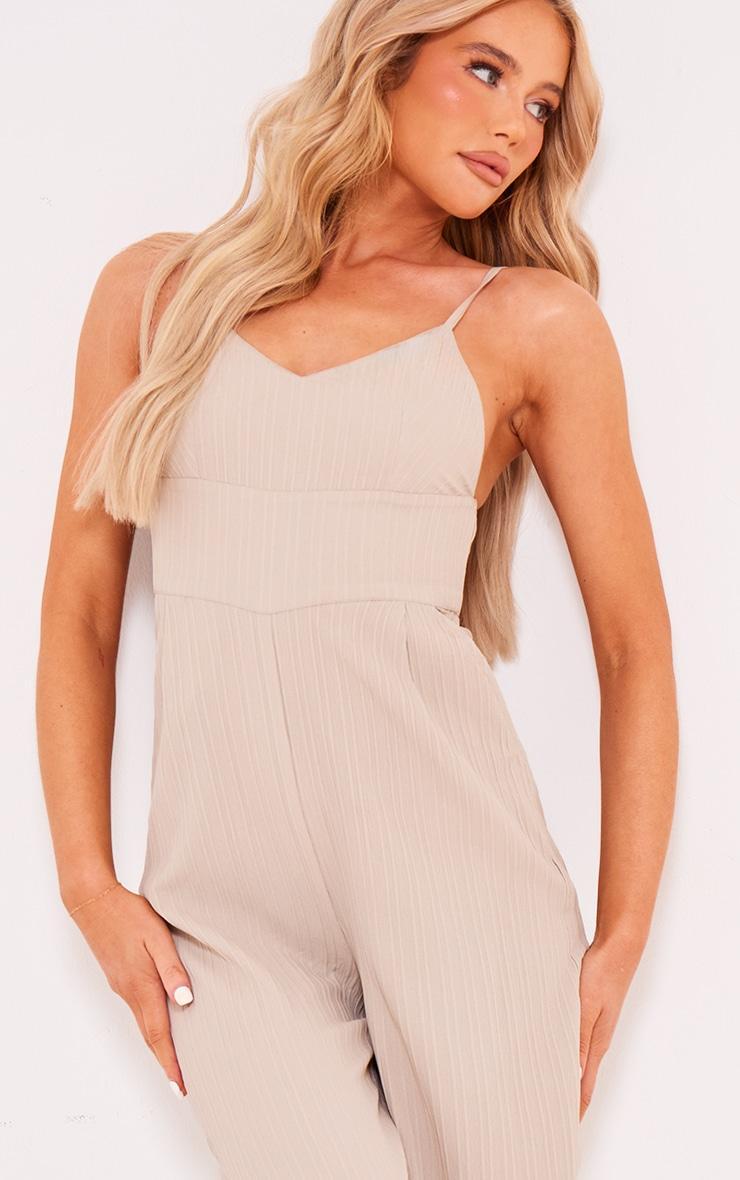 Stone Strappy Textured Jumpsuit Product Image