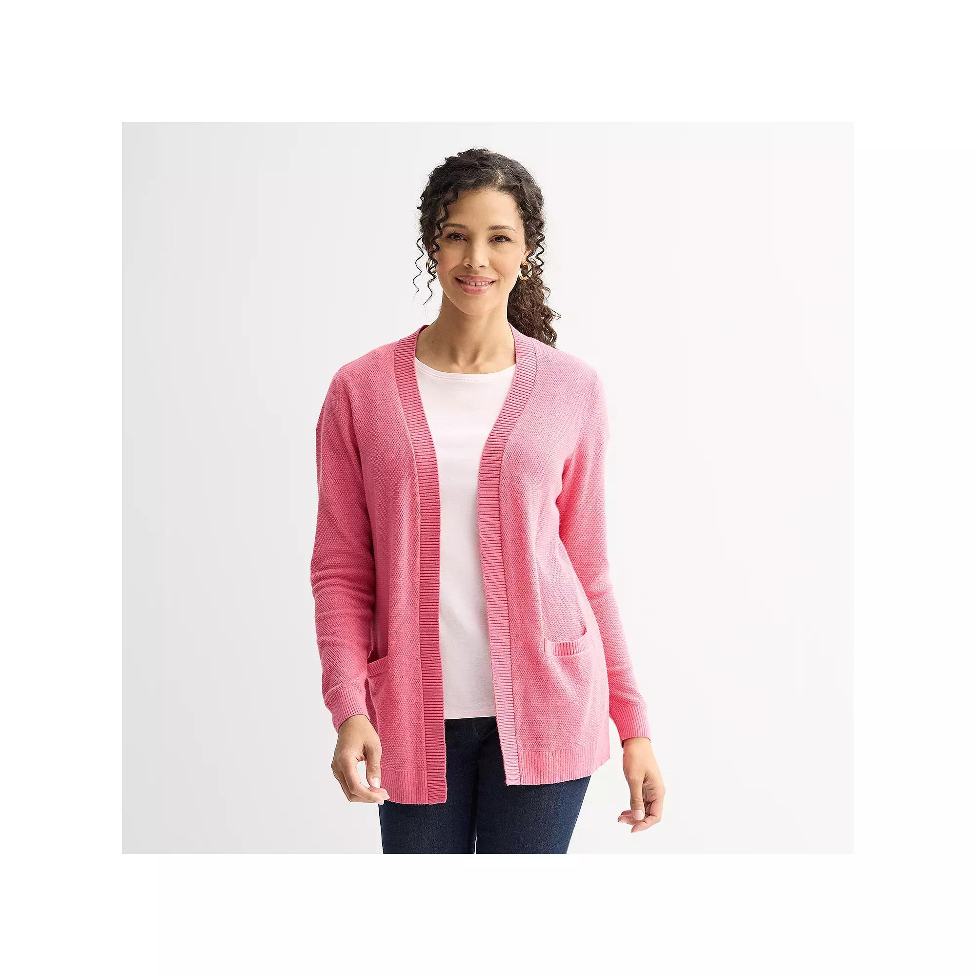 Women's Croft & Barrow® Pocket Cardigan, Size: XS, Pinkberry Product Image