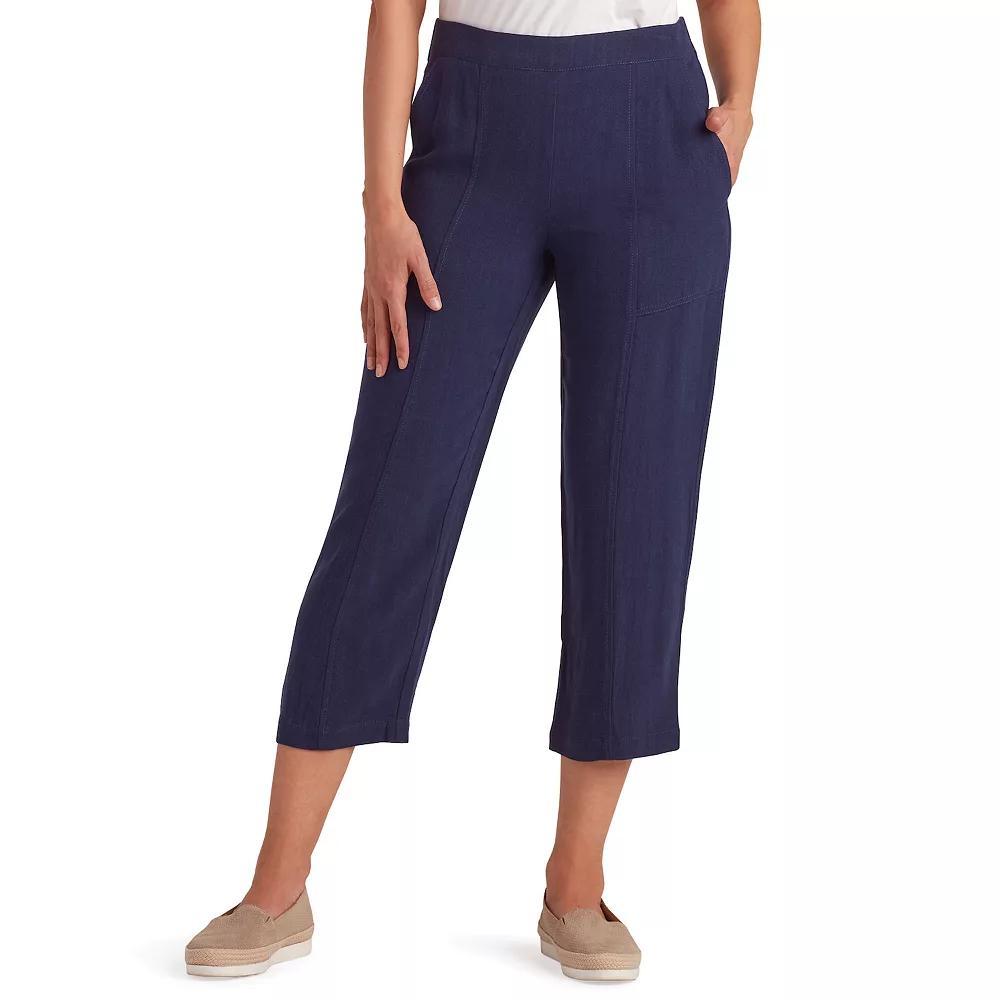 Womens AB Studio Pull On Cropped Pants Blue Product Image