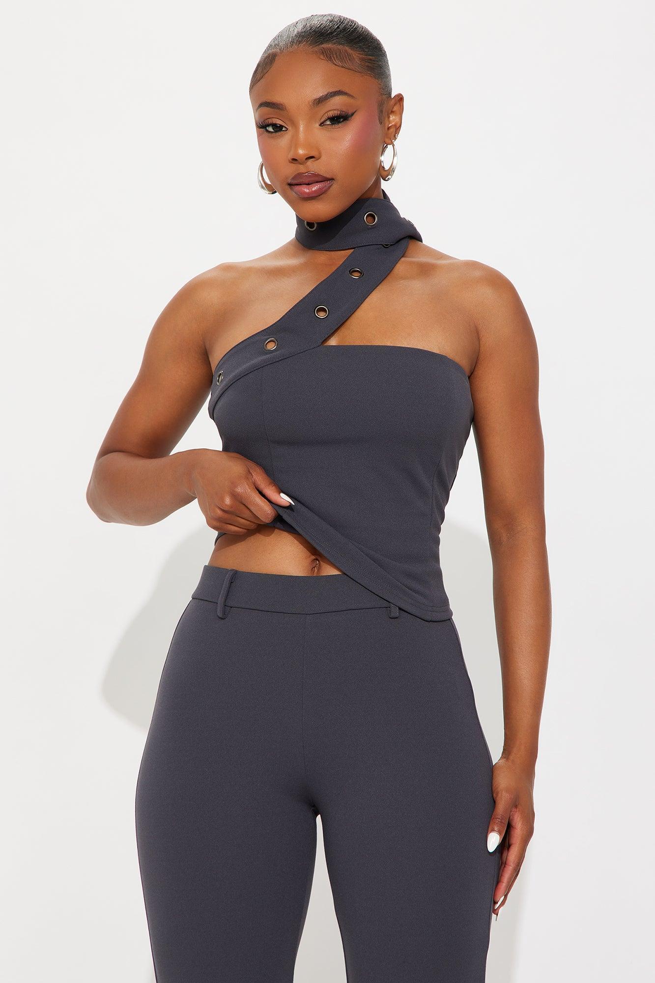 Bold Moves Grommet Pant Set - Grey Female Product Image