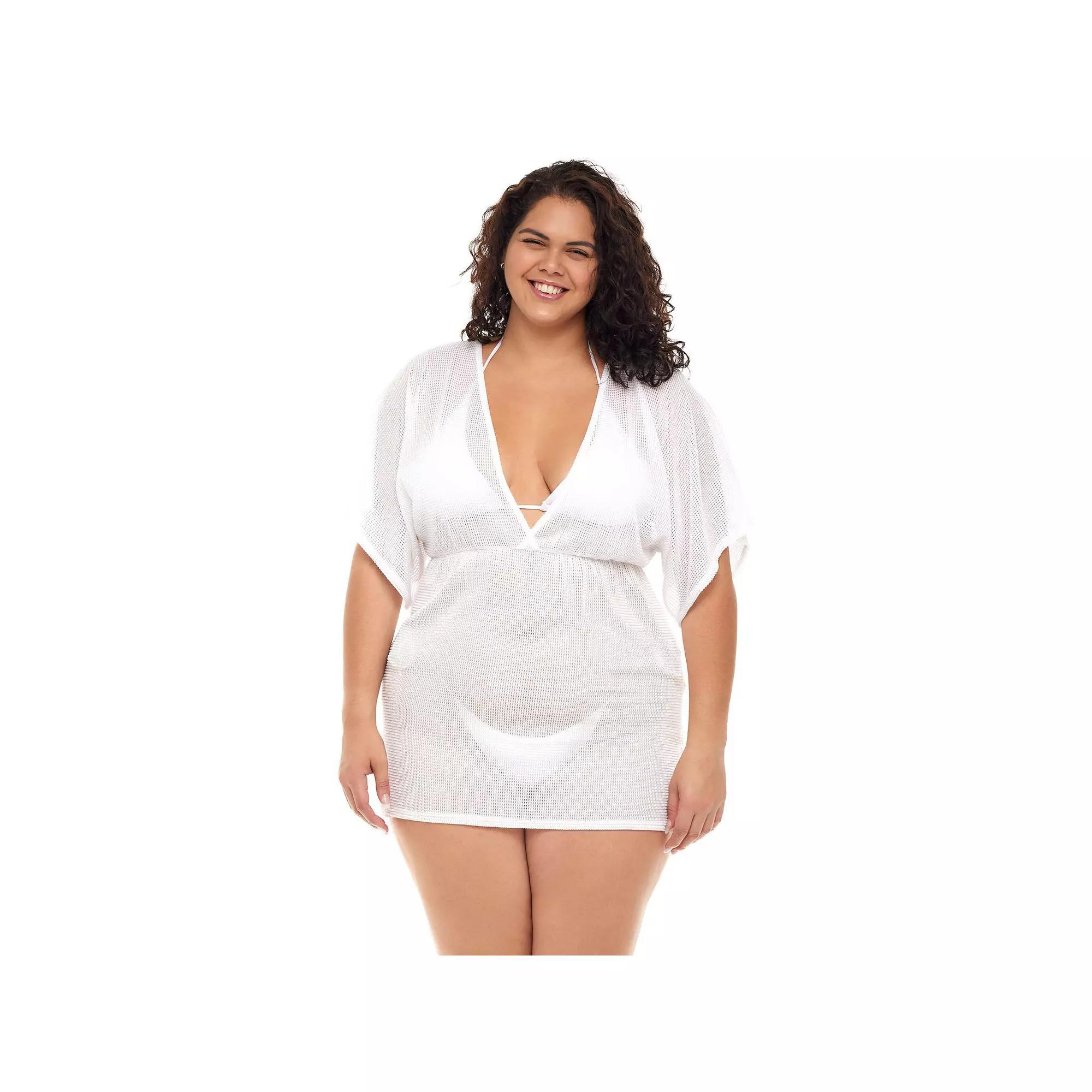 Plus Size Jordan Taylor Textured Dolman Swim Cover-Up Tunic, Women's, Size: 3XL, White Product Image