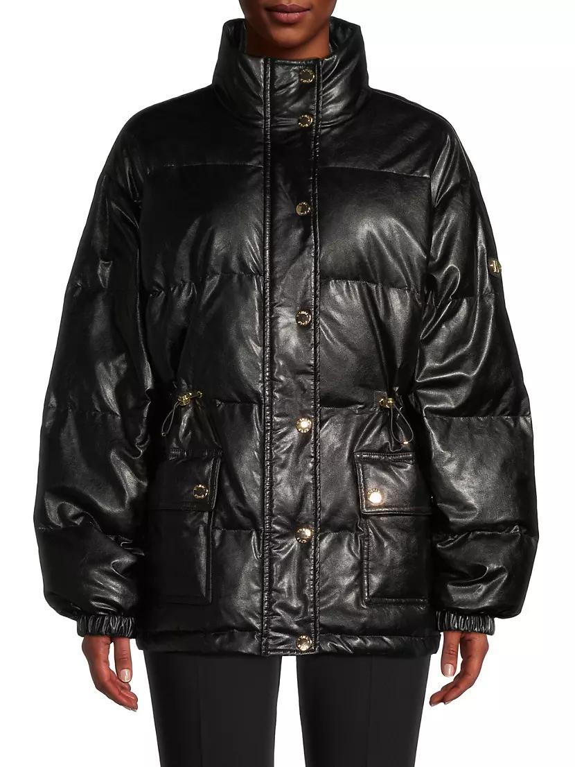 Faux-Leather Puffer Jacket Product Image