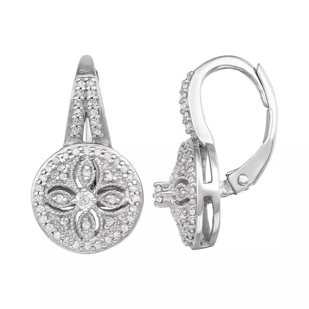 Jewelexcess Sterling Silver 1/4 Carat Diamond Hoop Earrings, Women's Product Image